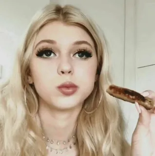 💫 493b0e8d vrouw, eten, portret, meisje, blond whatsapp sticker