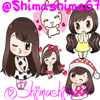 ❤ 0efbd6e0 милый, мультфильм, девушка, кавай, сердечки, сладкий, чиби telegram sticker