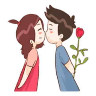 💑 18311a66 поцелуй, любовь, пара, романтика, роза, нежность telegram sticker