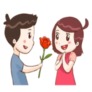 💏 1a1c882e Мультфильм, Пара, Любовь, Роза, Романтика, Подарок telegram sticker