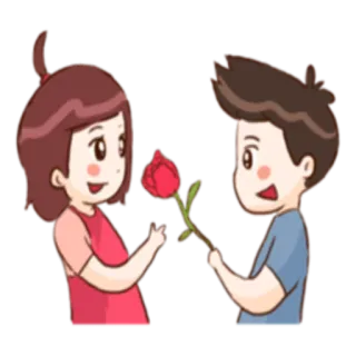 💏 48389704 любовь, романтика, пара, цветок, мультфильм, отношения, милый telegram sticker