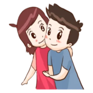 💏 dce01470 Мультфильм, Любовь, Пара, Объятие, Дружба, Милый telegram sticker