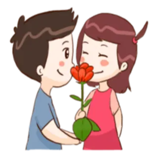 💏 fbc52930 любовь, пара, цветок, романтика, мультфильм, милый, отношения telegram sticker