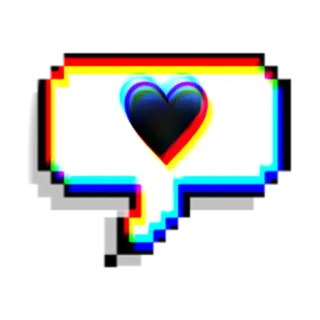 🖤 108f02b6 hati, cinta, gelembung ucapan, seni piksel, stiker, pesan, komunikasi, emoji whatsapp sticker