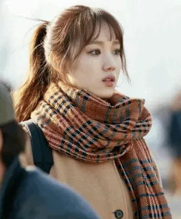 ⚜ 026ddee1 女性, ポートレート, スカーフ, ファッション, 韓国, ポニーテール telegram sticker