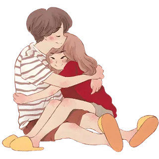 ☺️ 2286fd42 para, miłość, przytulanie, związek, uczucie, kreskówka, słodki telegram sticker