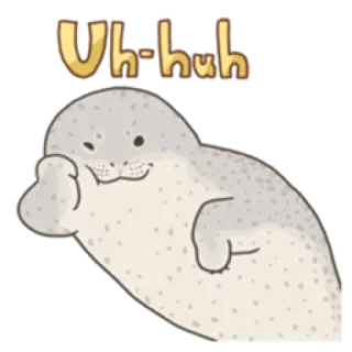 😉 7f166267 Uh-huh 海豹, 动物, 可爱, 卡通, 肯定, 嗯 telegram sticker