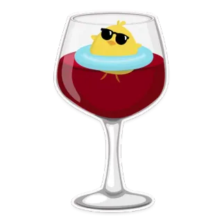 🍷 0c0e0562 wine, chick, sunglasses, pool, summer, drink, cartoon telegram sticker