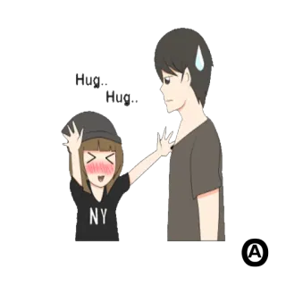 🤗 0b13f8a1 Hug..Hug.. Umarmung, Paar, Cartoon, Kawaii, Anime telegram sticker