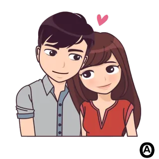 😀 261a50b6 Paar, Liebe, Romantik, Cartoon, Zuneigung, Beziehung, Herz telegram sticker