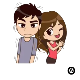 😣 4006d288 Cartoon, Paar, Umarmung, Liebe, Romantik telegram sticker