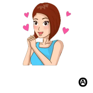 😚 620d8373 Frau, Herzen, Cartoon, Aufgeregt, Liebe telegram sticker