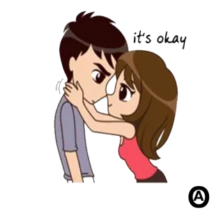 👍 640412fe it's okay Cartoon, Paar, Liebe, Zuneigung, Umarmung telegram sticker