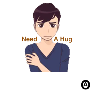 🤗 71d5c9ce Need A Hug Umarmung, brauchen, Cartoon, Junge, traurig, Anfrage telegram sticker