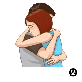 😧 7616ef2d Umarmung, Paar, Liebe, Cartoon, Zuneigung, Umarmung telegram sticker