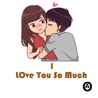 🙂 90128883 I Love You So Much Liebe, Paar, Romantik, Kuss, Zuneigung, Cartoon telegram sticker