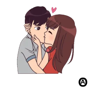 😘 a18a4ec7 Cartoon, Kuss, Liebe, Paar, Herz, Romantik telegram sticker