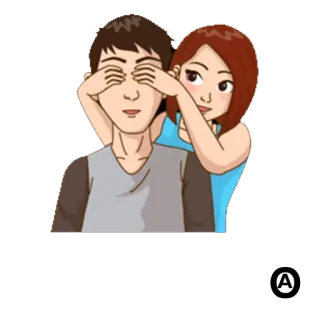 🙈 a5bdfc4b Cartoon, Paar, Guck-Guck, Augen bedeckt telegram sticker