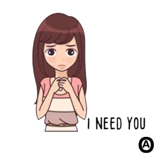👫 b48d06c0 I NEED YOU Anime Mädchen, Traurig, Cartoon, Süß, Brauchen, Anfrage telegram sticker