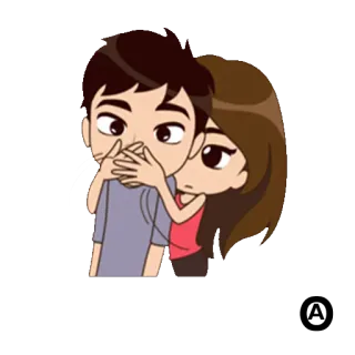 👊 c37ad659 Cartoon, Paar, Liebe, Umarmung telegram sticker