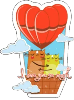 🐱 53c11bb2 I love you so much cats, love, heart, balloon, cute, friendship, valentines, animals telegram sticker