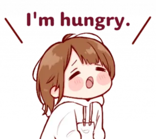 😵 a7bf6cd5 I'm hungry. đói, cô gái anime, dễ thương, phim hoạt hình telegram sticker