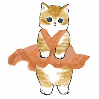 💗 600415ad แมว, ลูกแมว, สัตว์, น่ารัก, ชุดเดรส, สีส้ม telegram sticker