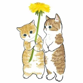 💗 d79e8e28 แมว, ดอกแดนดิไลอัน, น่ารัก, ลูกแมว, ดอกไม้ telegram sticker