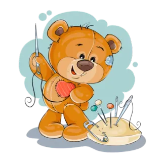 😜 a1c06f1b boneka beruang, menjahit, jarum, patch, mainan, kerajinan telegram sticker