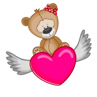 💪 b49b443a boneka beruang, sayap, hati, imut, cinta, kartun telegram sticker