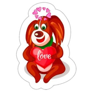 ❤ eff84359 love anjing, cinta, hati, binatang, kartun telegram sticker