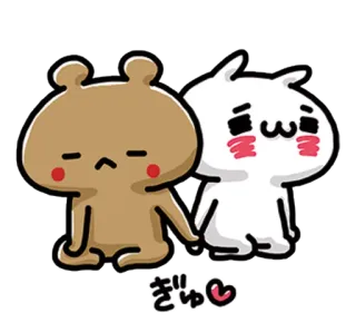 💙 adbd7ffc ぎゅ♥ mignon, dessin animé, ours, lapin, amour, kawaii telegram sticker