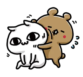 💙 b731bda1 chat, ours, câlin, mignon, animal, autocollant, dessin animé telegram sticker