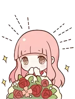 💐 135ed128 Chibi, Meisje, Bloemen, Rozen, Leuk, Anime, Manga telegram sticker
