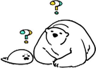 😨 31743f74 foka, niedźwiedź polarny, zwierzę, słodki, znak zapytania telegram sticker