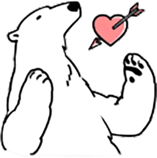 💘 b64d4cc7 niedźwiedź polarny, serce, strzałka, miłość, kreskówka, zwierzę telegram sticker
