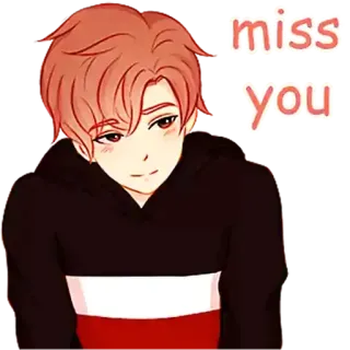 ❤️ 095bf871 miss you dessin animé, garçon, tu me manques, amour, animé telegram sticker
