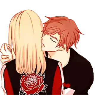 ❤️ 30e30627 baiser, romance, dessin animé, amour, couple, rose telegram sticker