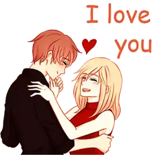 ❤️ 53527749 I love you amour, couple, romantique, dessin animé, coeur telegram sticker