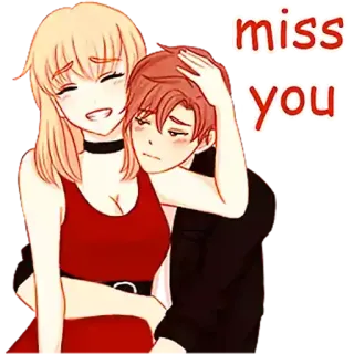❤️ b691937c miss you amour, couple, animé, tu me manques telegram sticker