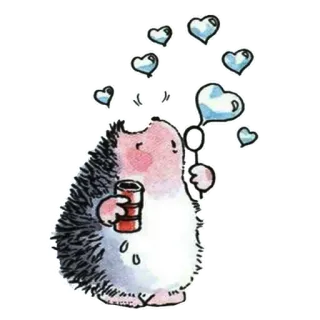 💕 137ba3d6 ハリネズミ, 漫画, ハート, 泡, かわいい, 動物, イラスト telegram sticker