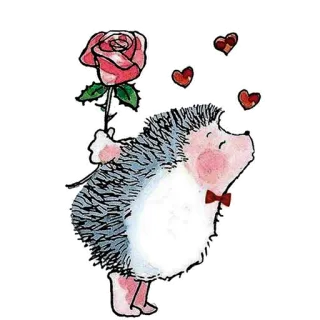 😘 57b53734 ハリネズミ, バラ, ハート, 漫画, 動物, 愛 telegram sticker