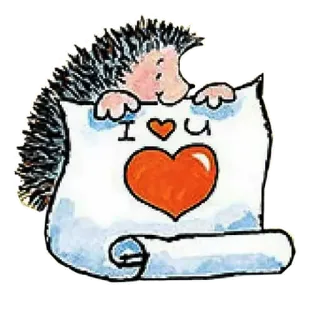 ❤️ 94ff1be4 I ❤️ U 愛, ハート, ハリネズミ, かわいい, バレンタインデー telegram sticker