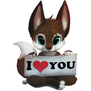 😍 3ffb8860 I ❤️ YOU rubah, hati, cinta, imut, berbulu, hewan telegram sticker