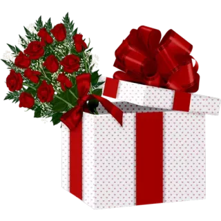 😍 6103450f hadiah, mawar, kado, buket, perayaan, cinta, merah, kotak, bunga telegram sticker