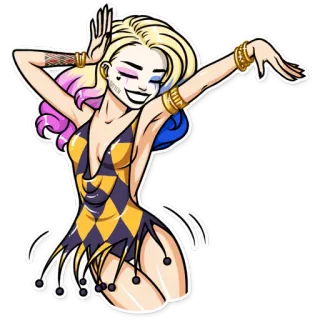 💃 78578802 Harley Quinn Harley Quinn, DC Comics, Kartun, Karakter komik, Penjahat, Karakter wanita telegram sticker