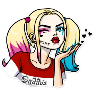 😘 da8871be Harley Quinn ROTTEN
Daddy's Harley Quinn, DC Comics, penjahat, tokoh komik, kartun, stiker telegram sticker