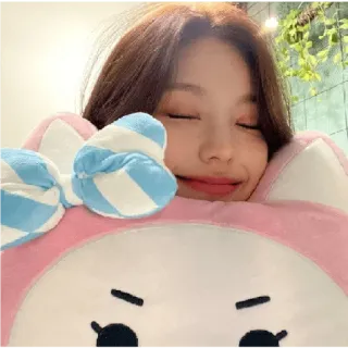 💤 38870d3f mulher, almofada, asiática, fofa, coreana, rosto telegram sticker