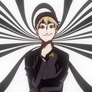 💛 7a1da86c anime, manga, personaggio, sorridente, bianco e nero, ipnotico telegram sticker