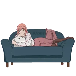 🛋 0b96b82b DIGEA anime, cô gái, ghế sofa, thư giãn, gối telegram sticker